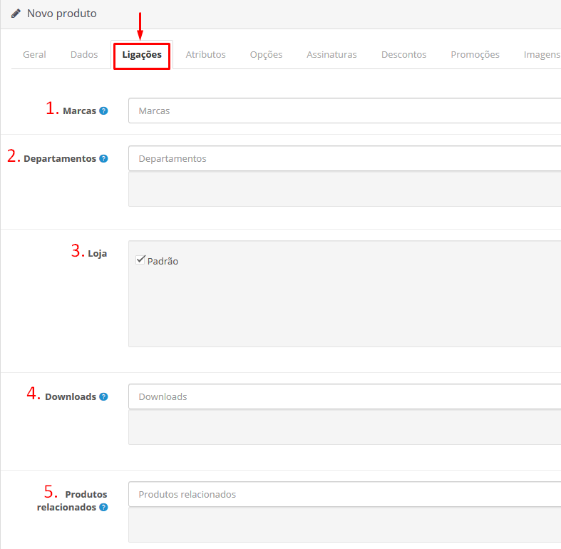 Produtos - ligações